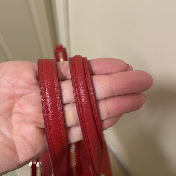 Coach Prairie True Red Pebbled Leather Convertible Chain Satchel Gold - Picture 9 of 16